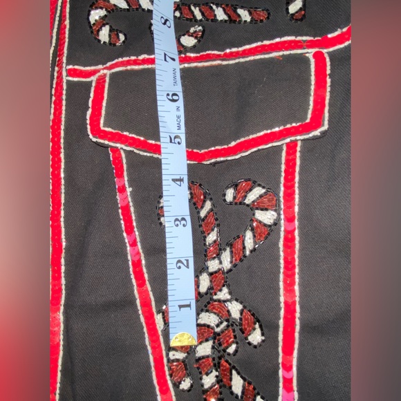 90s Vintage sequins red, white, and black CANDY CANE Christmas jacket 🎄 - Picture 7 of 12